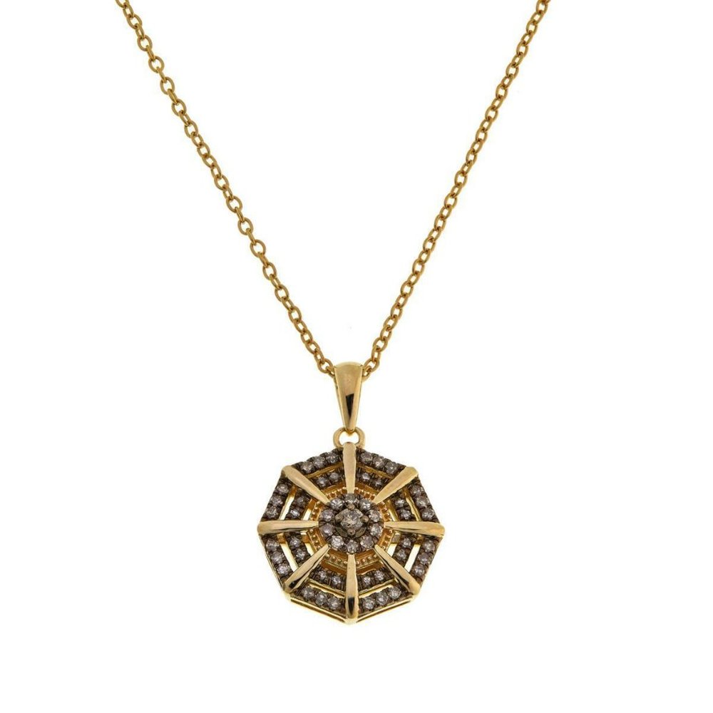 Colleen Lopez .33ctw Champagne Colored Diamond Pendant Drop 18" Necklace
